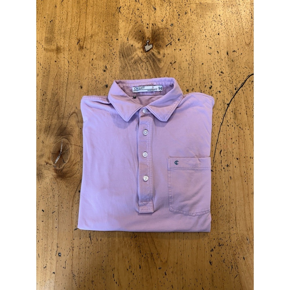 Criquet Mens Performance Polo Shirt Small  Pink Solid Short Sleeve Golf